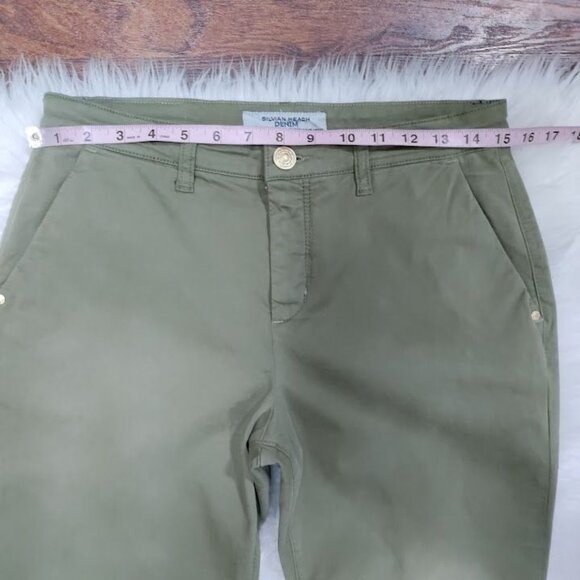 Silvian Heach Denim Olive Green Slim Fit Casual Preppy Chinos Jeans Size 29 NWT - Picture 9 of 12